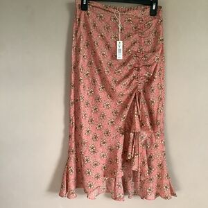 Max Studio Asymmetrical Floral Pink Skirt